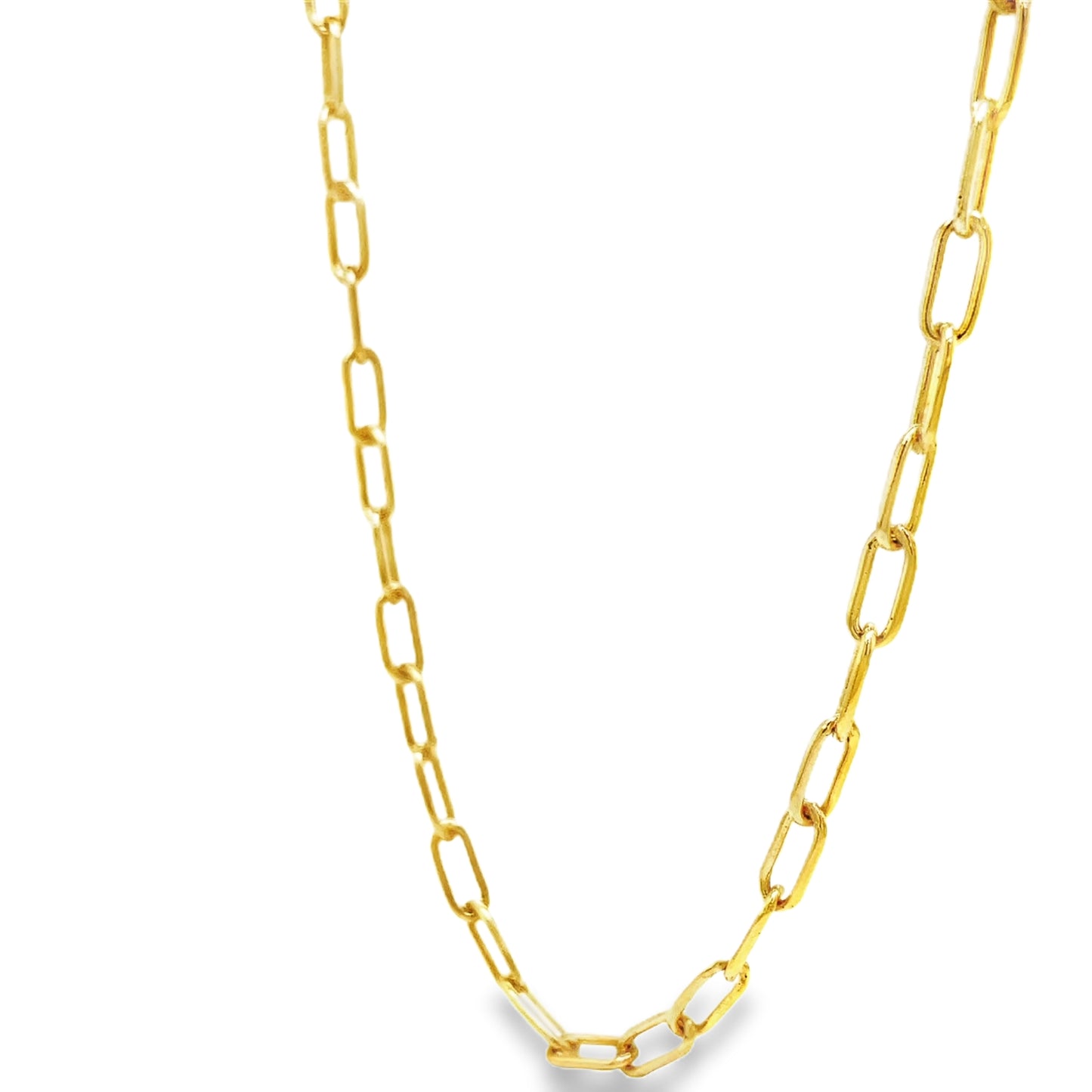 14K Italian Solid Gold Fancy Link Chain Necklace 20" Side view