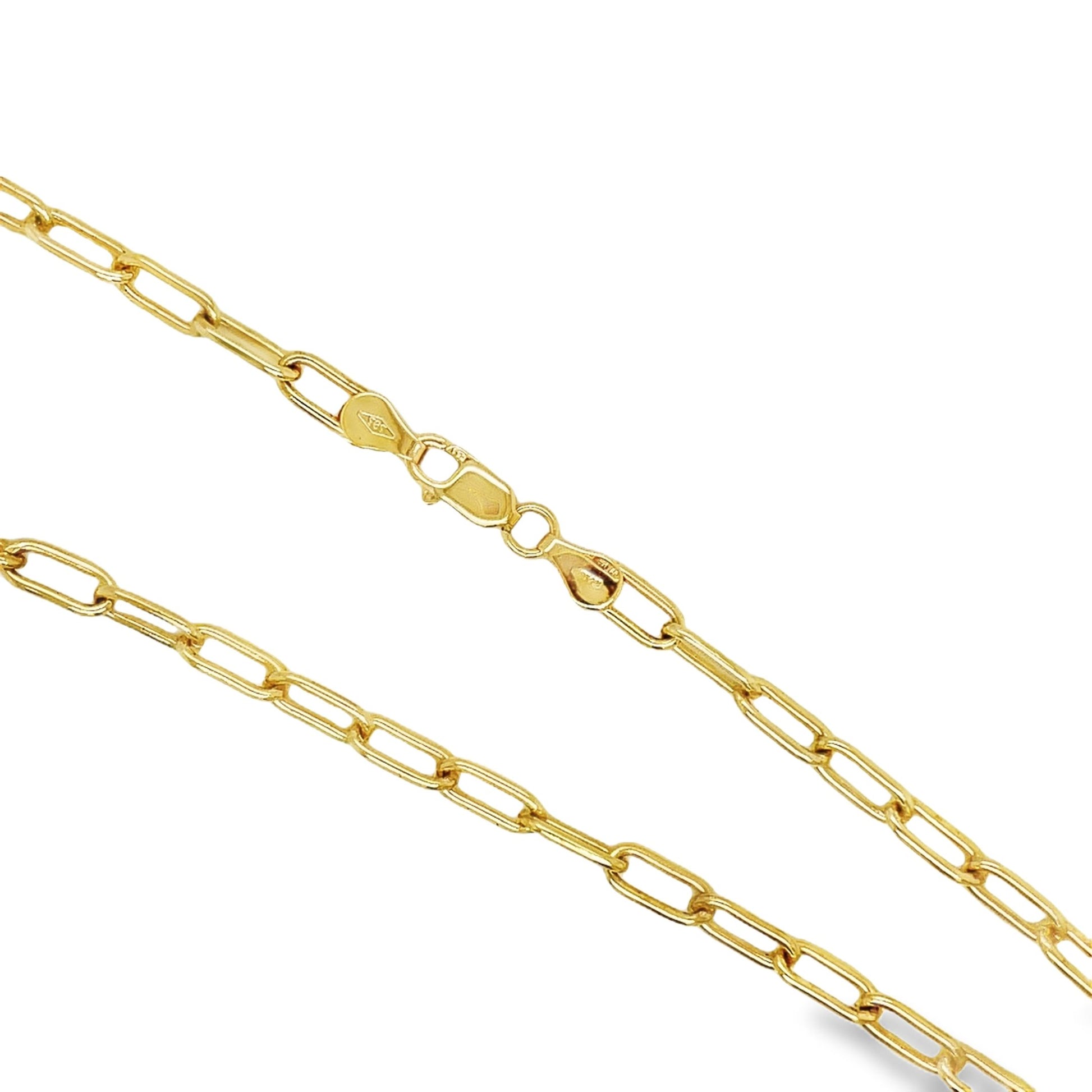 14K Italian Solid Gold Fancy Link Chain Necklace 20" Top view clasp fastened  Close Up