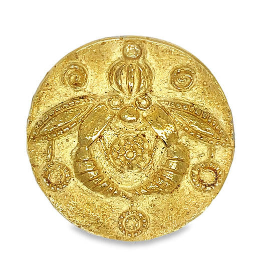 Queen Bee Greek Design Yellow Gold Brooch Front view