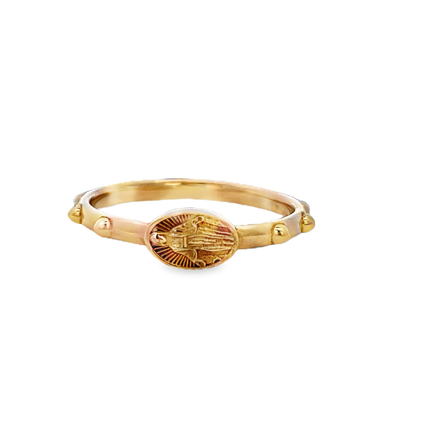 Front view of 14k Italian Denarious Ring