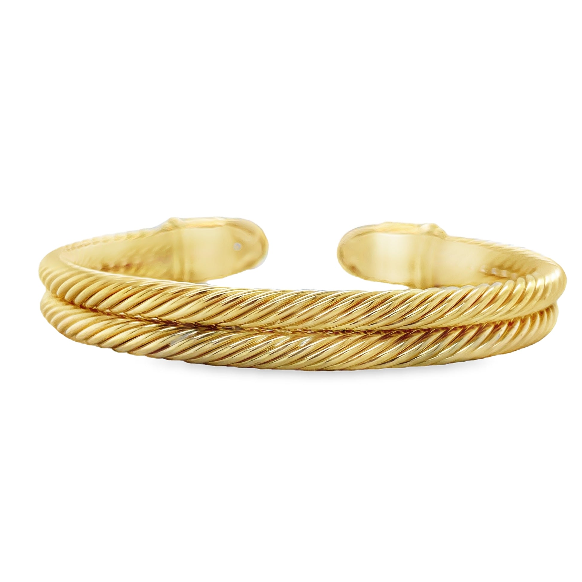 Back View of 18k Yellow Gold Diamond Cable Cuff Bracelet