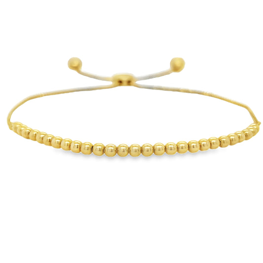 14k Yellow Gold Bead Sizeable Bracelet Front view clasp fastened