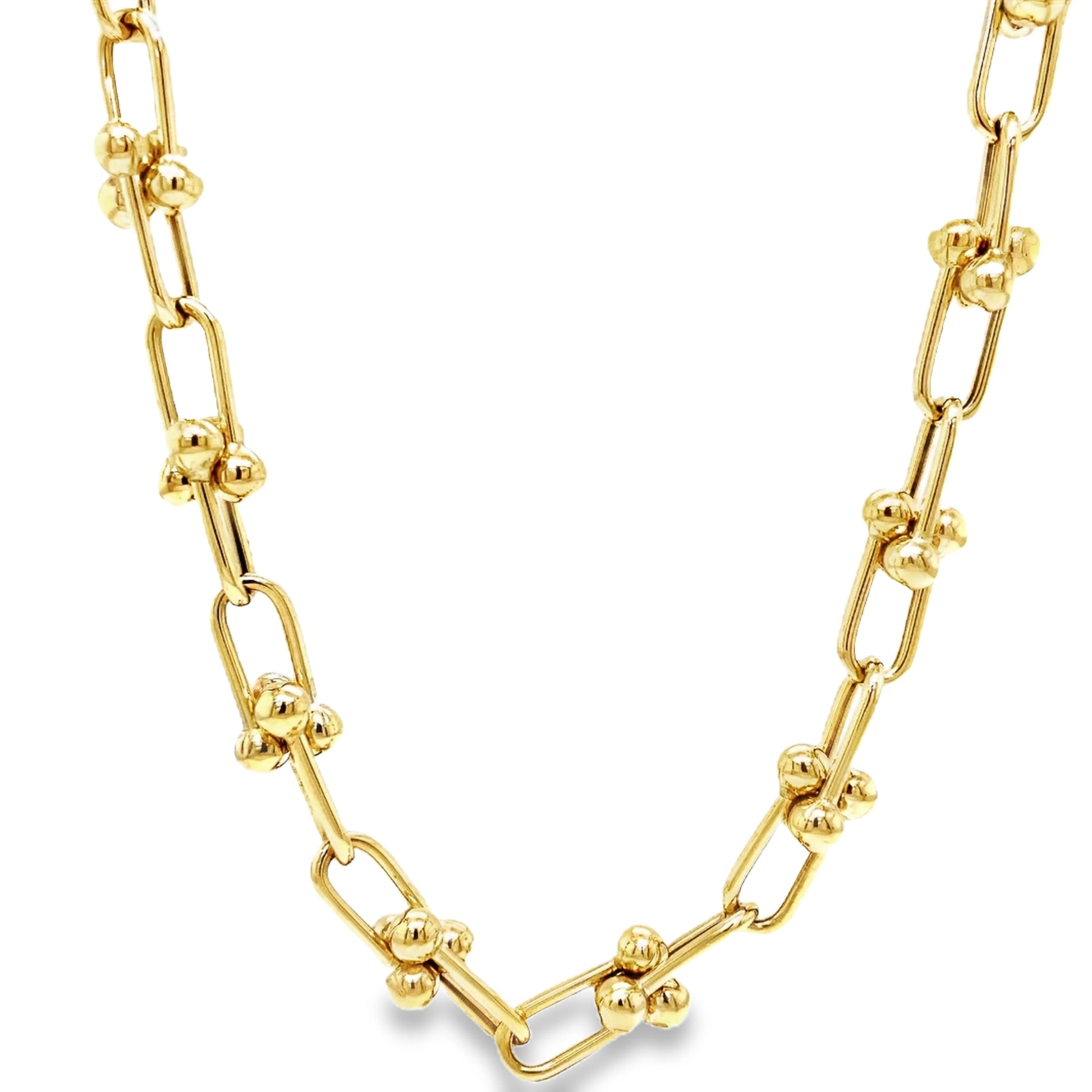 14K Italian Made Gold Hardware Chain Link Necklace 18" Front view