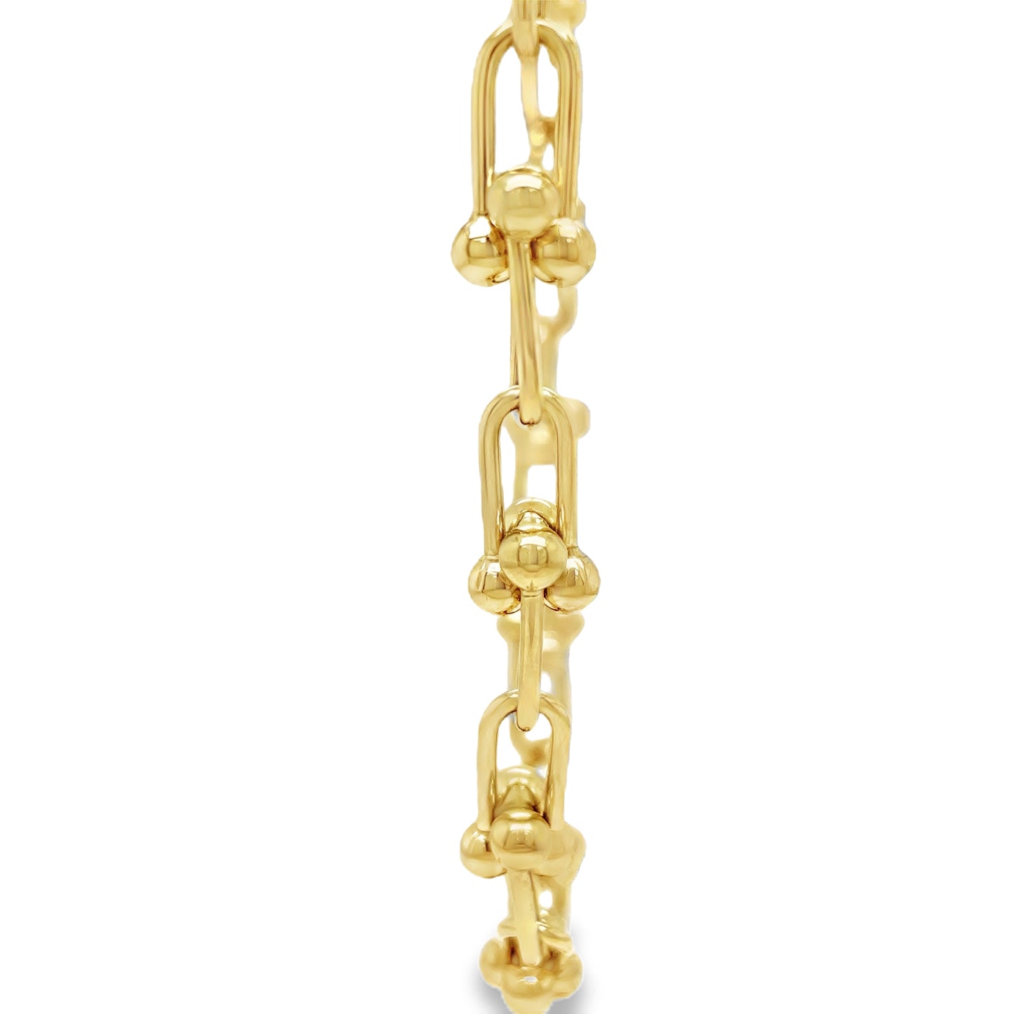 14K Italian Made Gold Hardware Chain Link Necklace 18" Profile View
