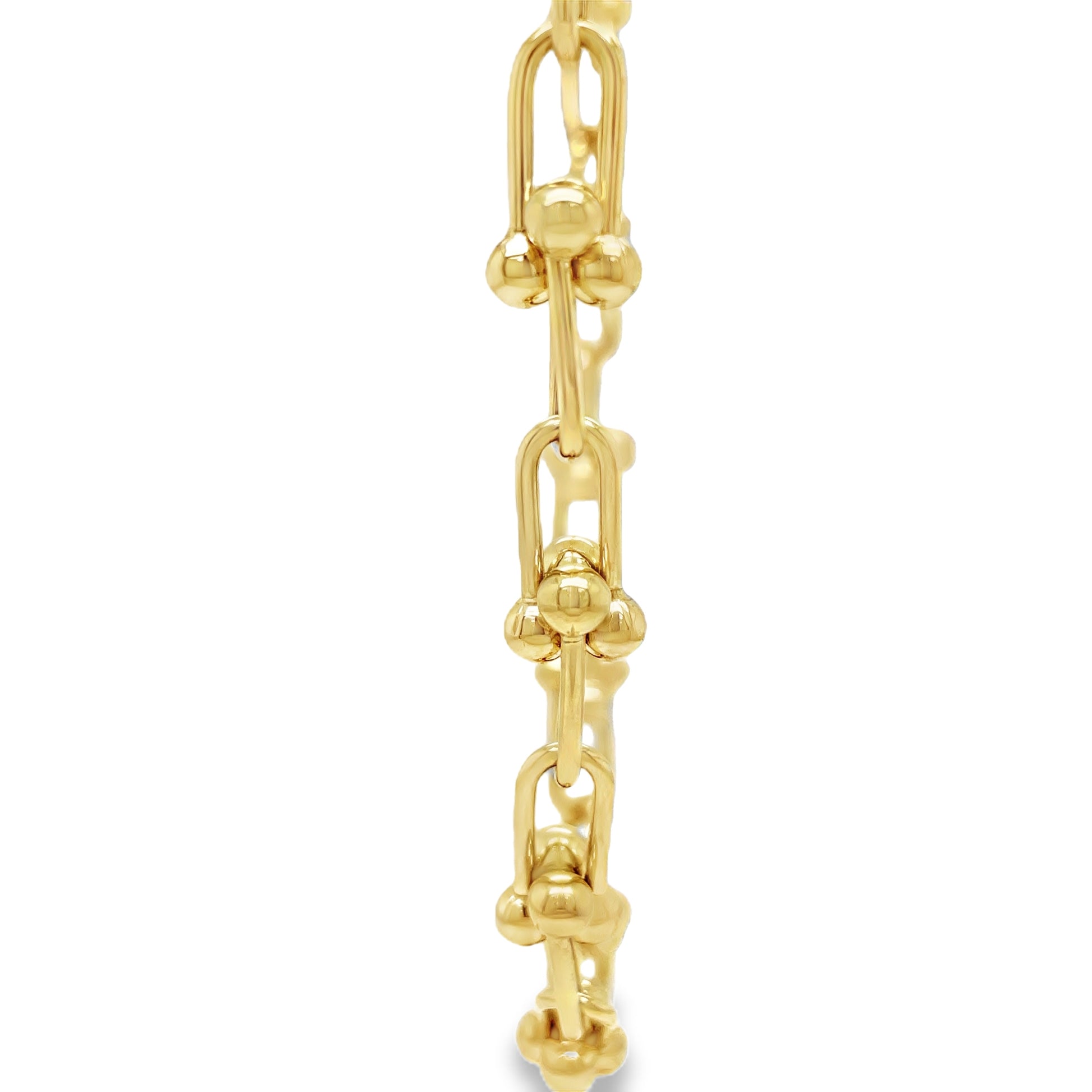 14K Italian Made Gold Hardware Chain Link Necklace 18" Profile View