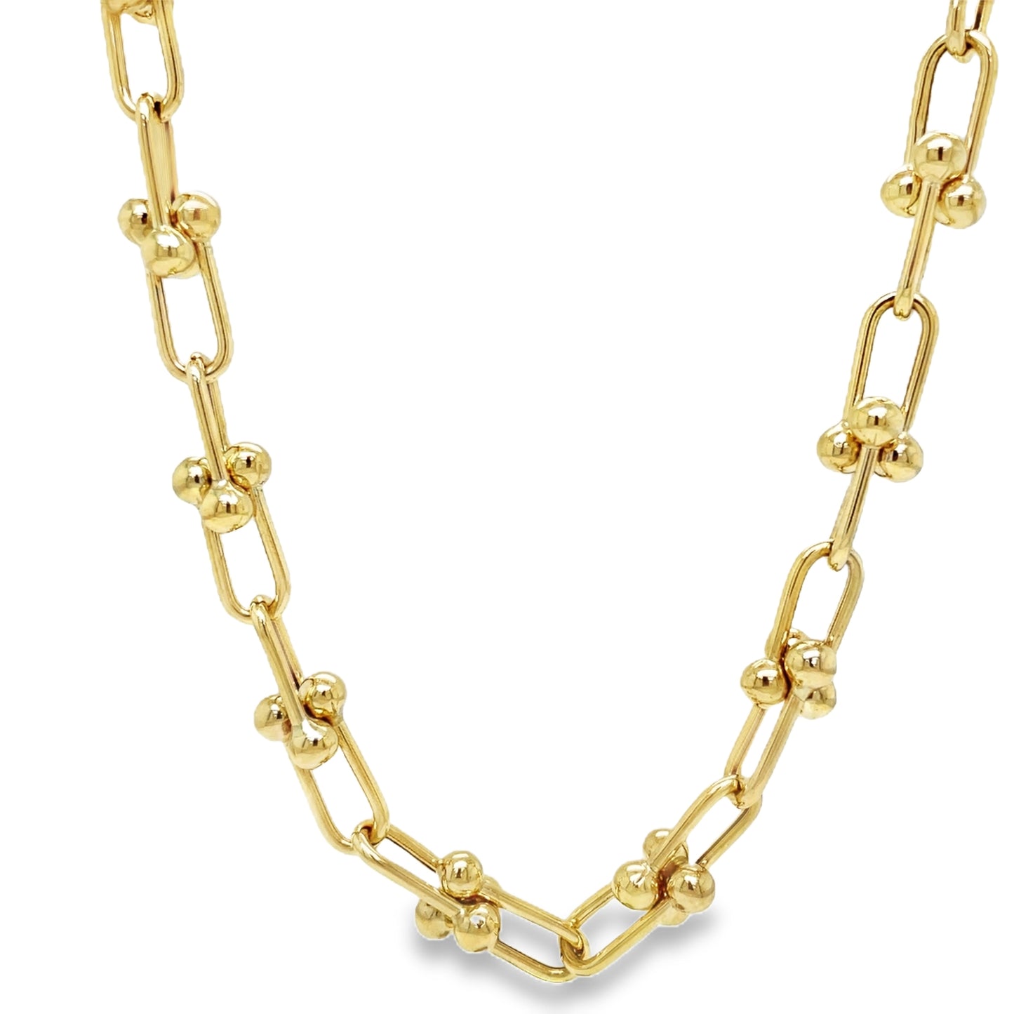 14K Italian Made Gold Hardware Chain Link Necklace 18" Front view