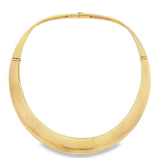Top view of 18k Yellow Gold Wide Collar Choker 