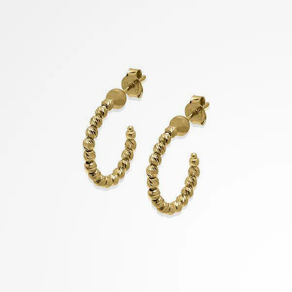 Sterling Silver Yellow Gold plated Bead Earrings Side view 