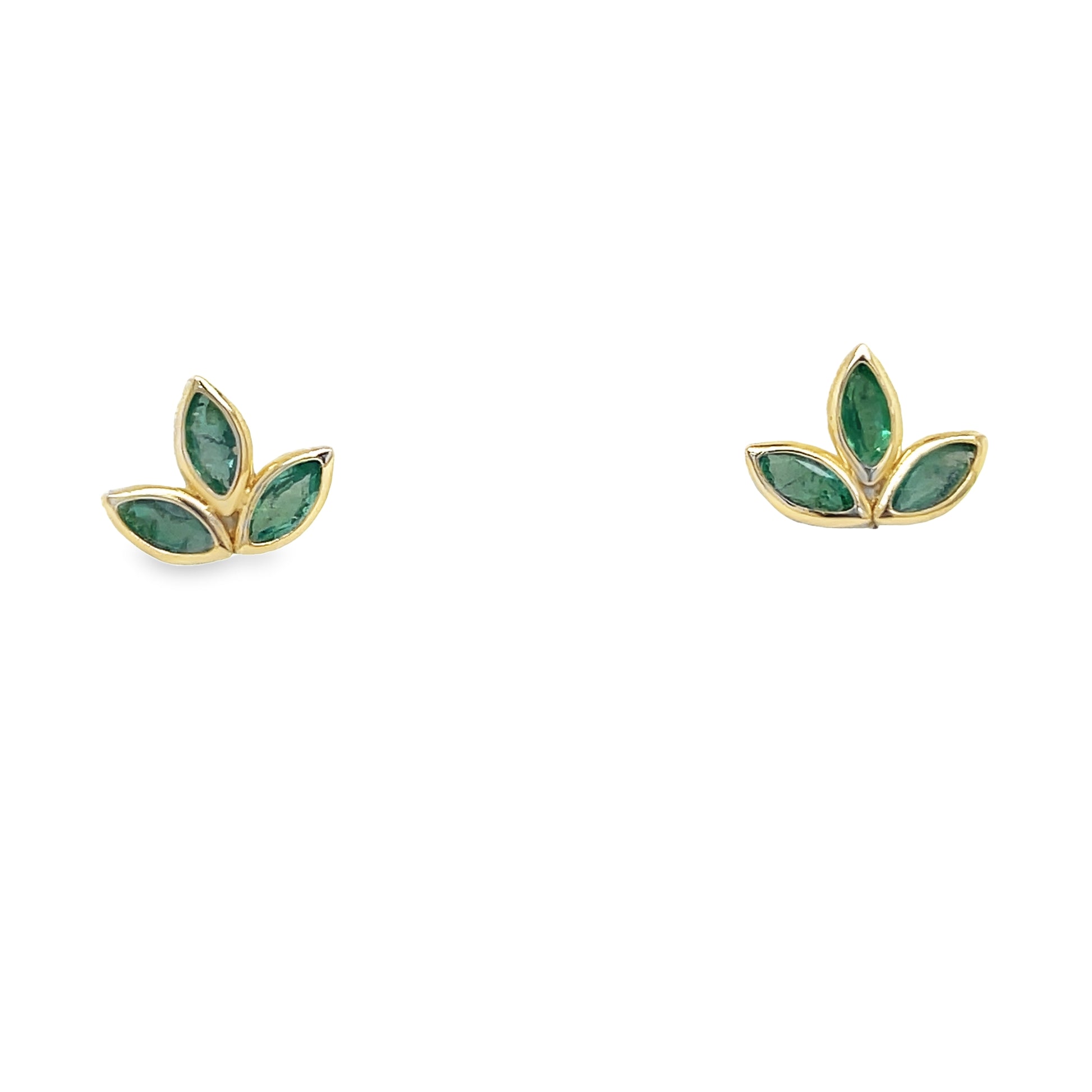 Front view of Children Emerald Flower Earrings