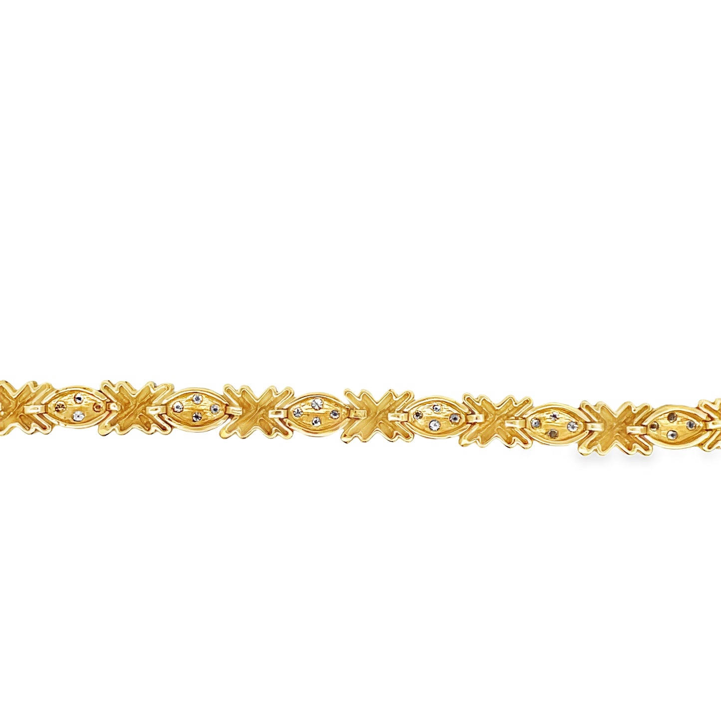 Back view of Estate 14k Two Tone Diamond Line Bracelet 1.60 cts 