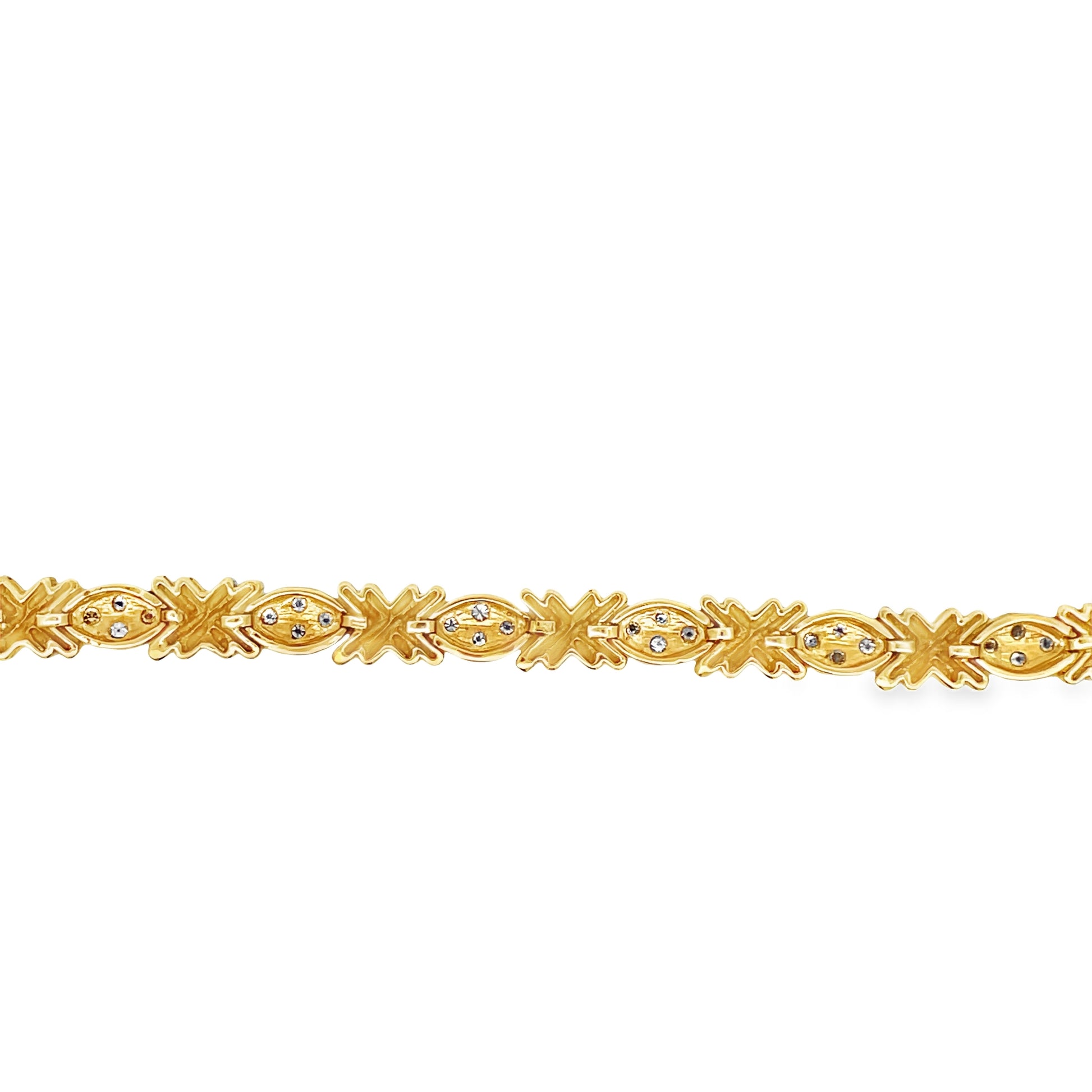 Back view of Estate 14k Two Tone Diamond Line Bracelet 1.60 cts 