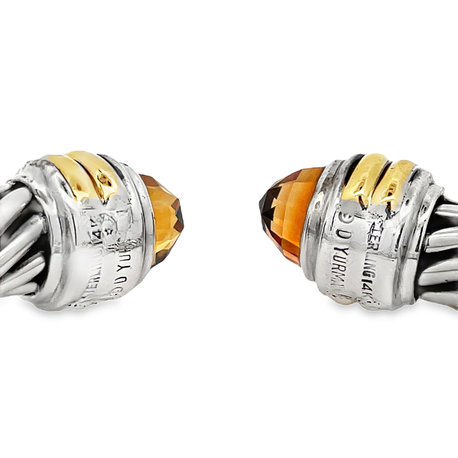 Top view of Estate David Yurman Cable Classic Collection Bracelet with Citrine End Caps