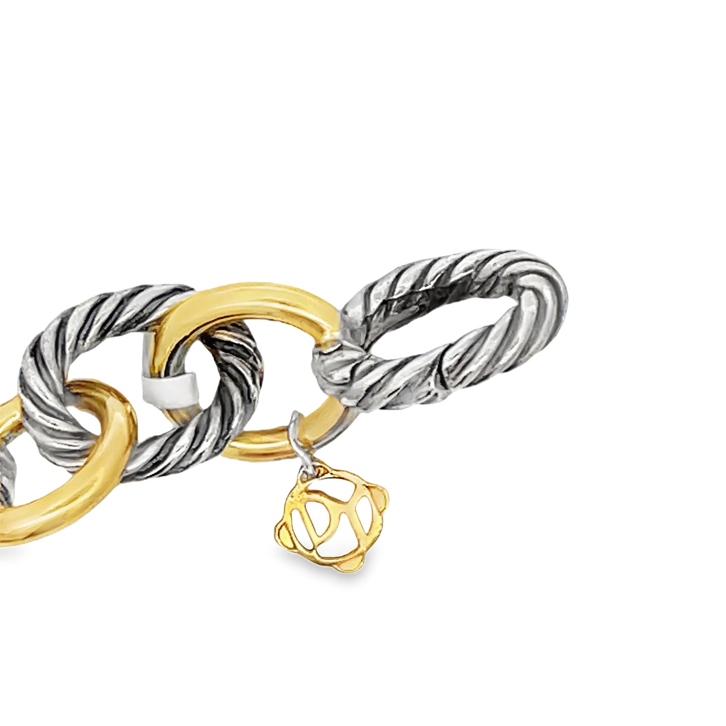 Top view of 18k Yellow Gold and Sterling Silver David Yurman Chain Necklace 18" 