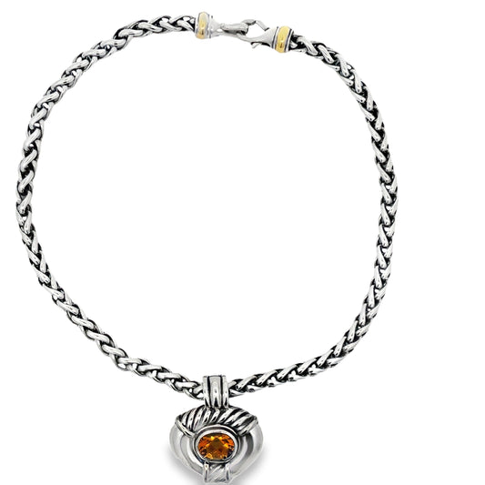 Top view of 18k Yellow Gold and Sterling Silver David Yurman Citrine Necklace 