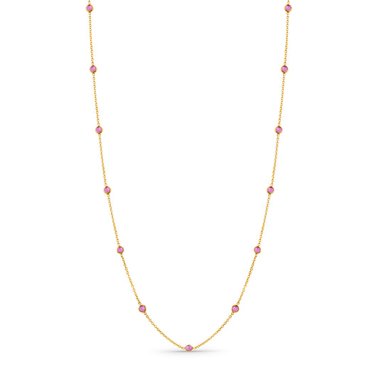 Pink Sapphire by the Yard Necklace 1.79 cts Front view 