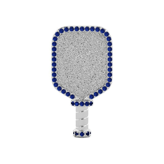 Front view of Pickleball Sapphire Pendant Silver Pendant Necklace