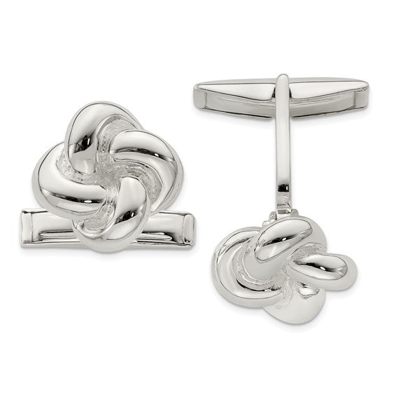 Top and side view of Sterling Silver Knot Cufflinks