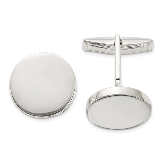 Top and side view of Sterling Silver Oval Cufflinks