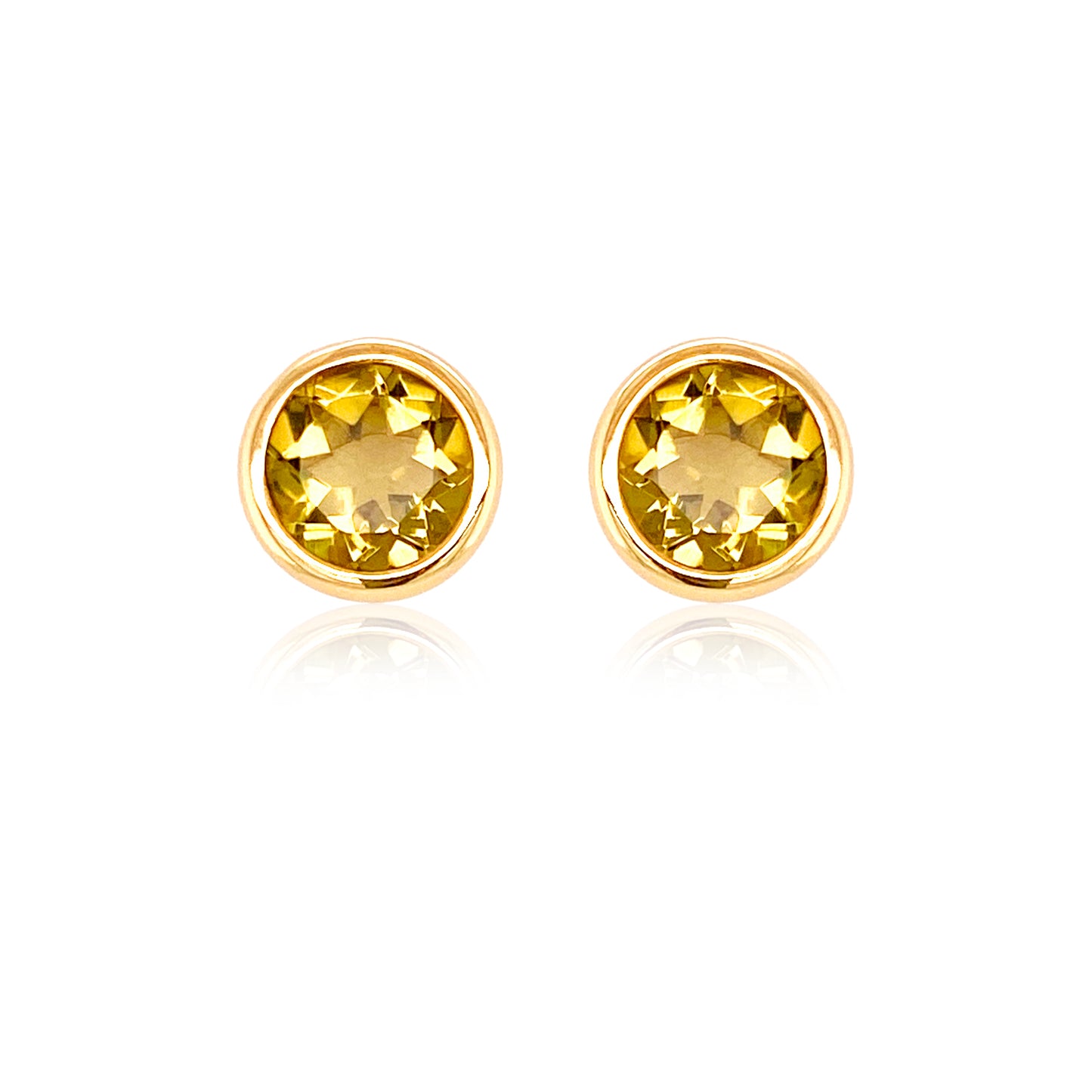 Citrine Stud Earrings Front view 