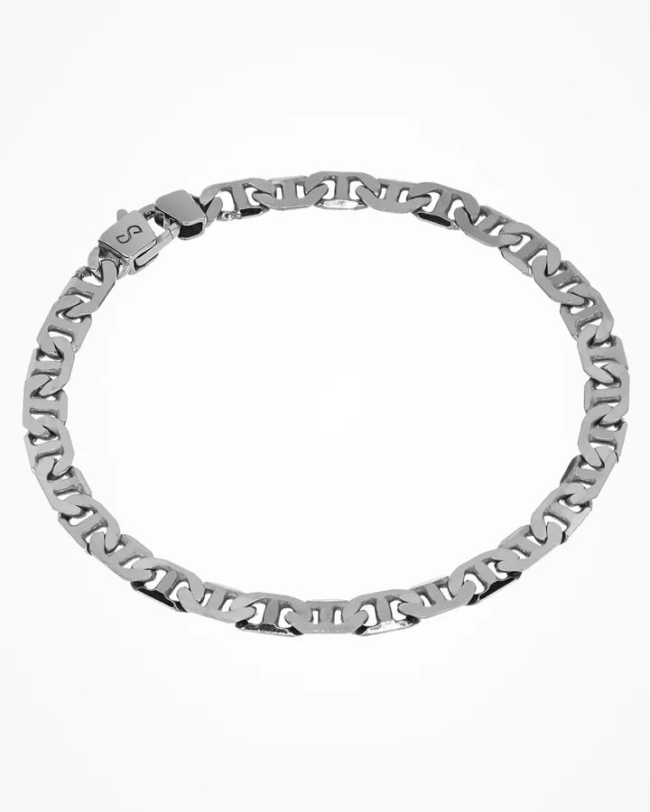 Top view of Italian Made Mens Sterling Silver Fancy Link Bracelet 