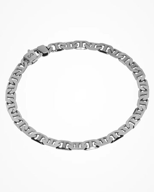 Top view of Italian Made Mens Sterling Silver Fancy Link Bracelet 