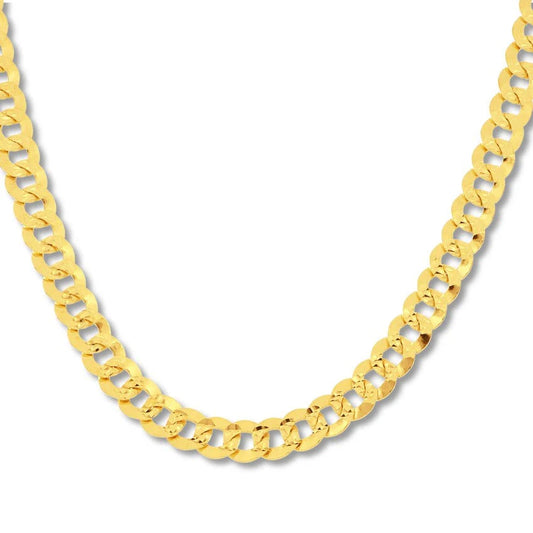 Front view of 14k Yellow Gold Flat Curb Link Necklace 24"