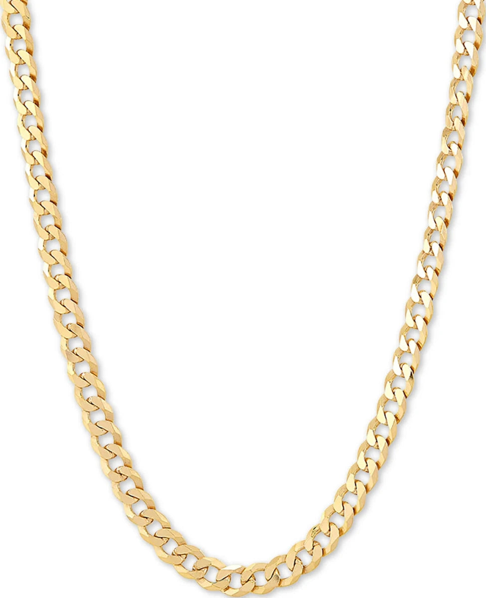 Front view of 14k Yellow Gold Flat Curb Link Necklace 22"