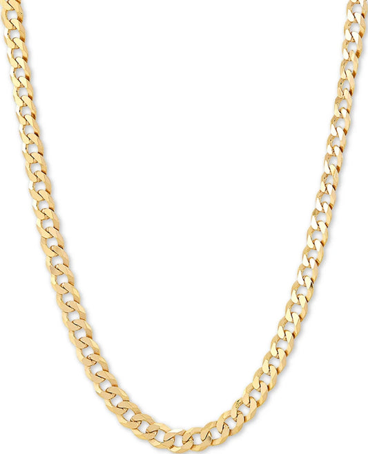 Front view of 14k Yellow Gold Flat Curb Link Necklace 22"