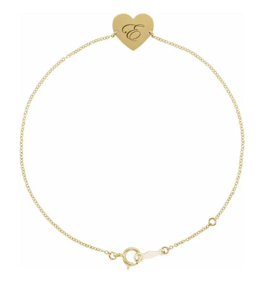 Personalized Heart Bracelet Top view clasp fastened