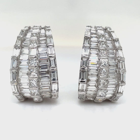 Try on video of 18K Stunning Diamond Mixed Cut Drop Earrings 6.47 cts