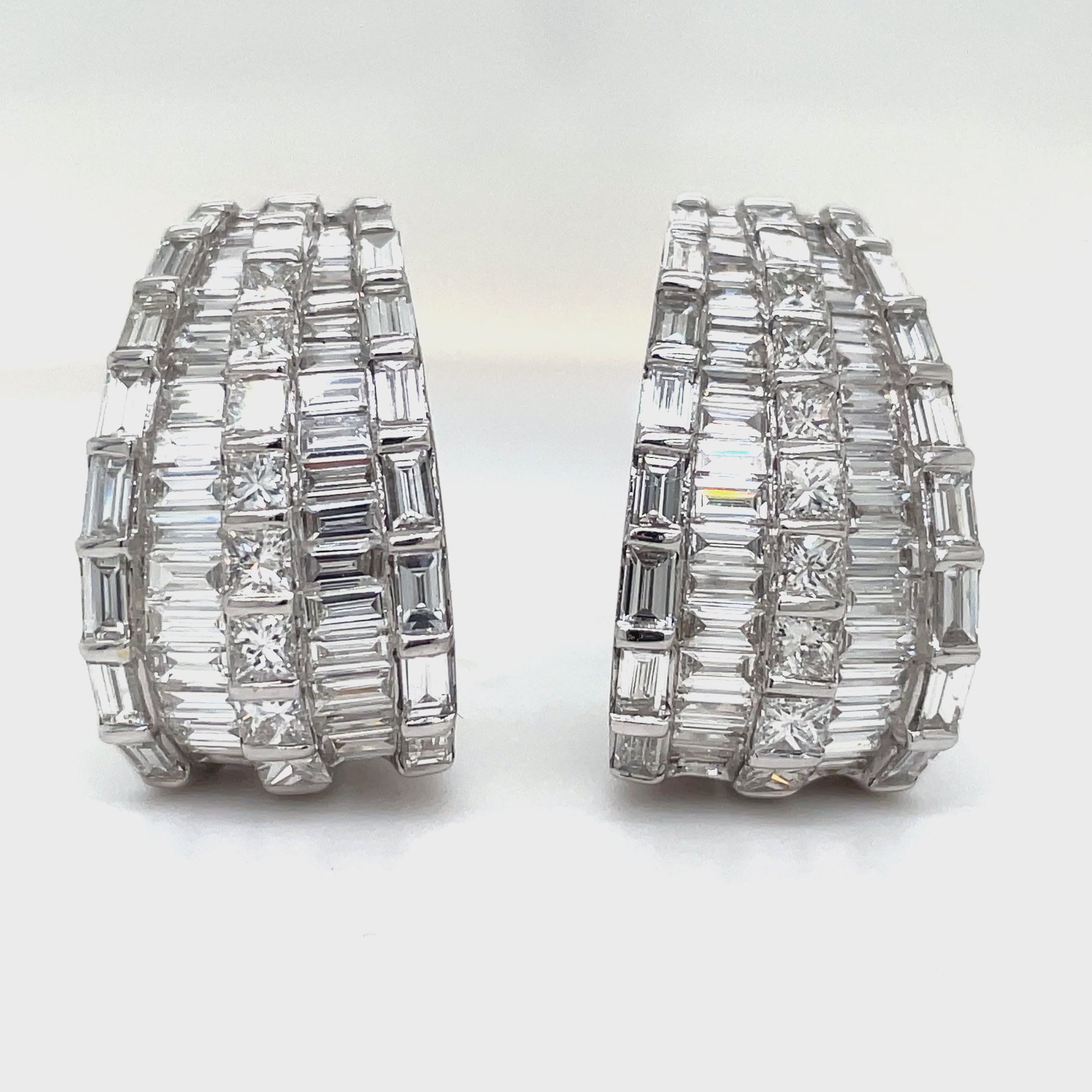 Try on video of 18K Stunning Diamond Mixed Cut Drop Earrings 6.47 cts