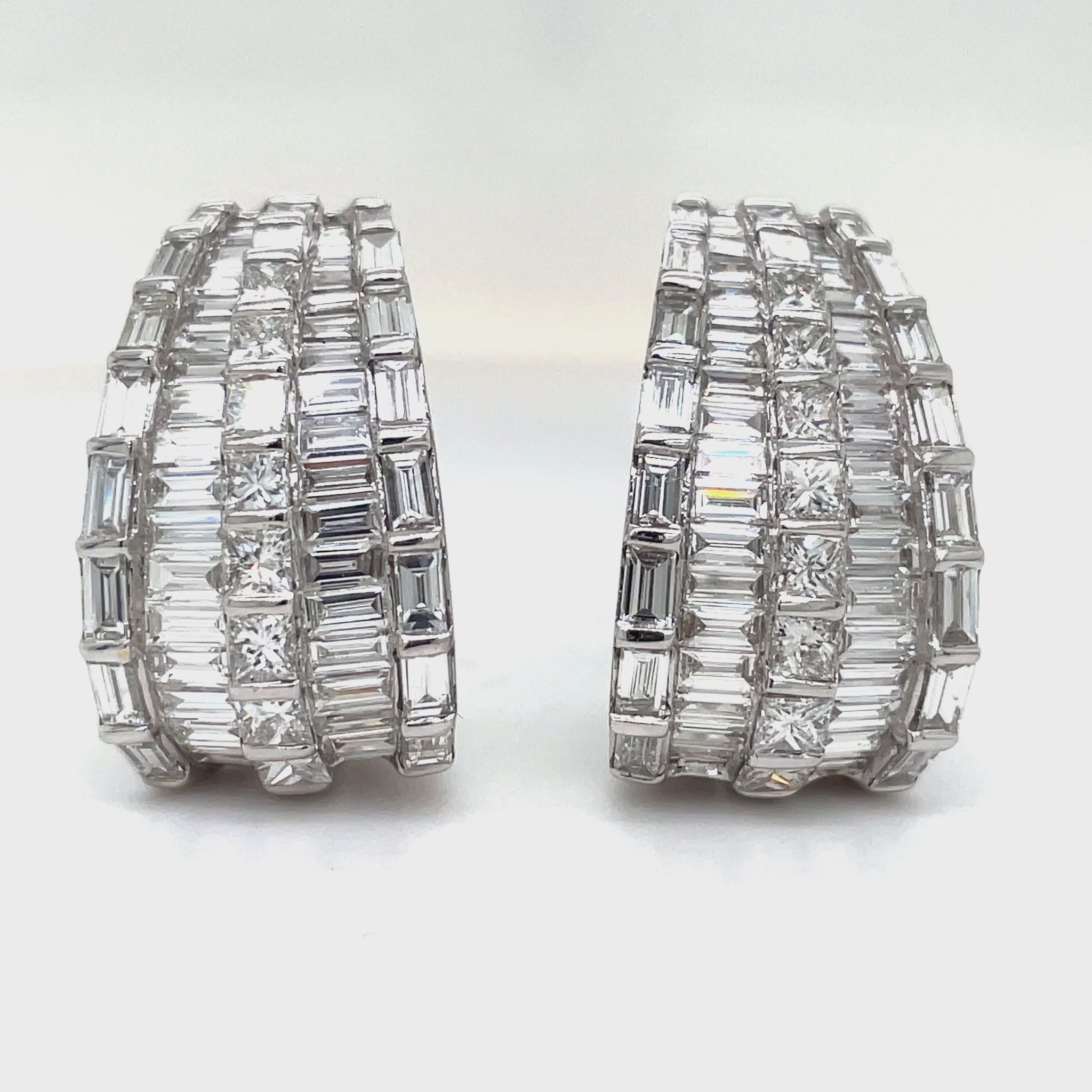 Try on video of 18K Stunning Diamond Mixed Cut Drop Earrings 6.47 cts