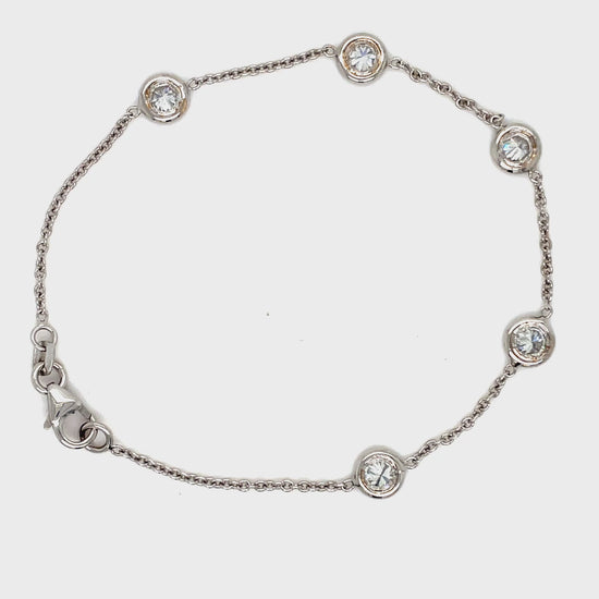 Watch video of top view of Diamond By The Yard Bracelet 0.75 cts fastened