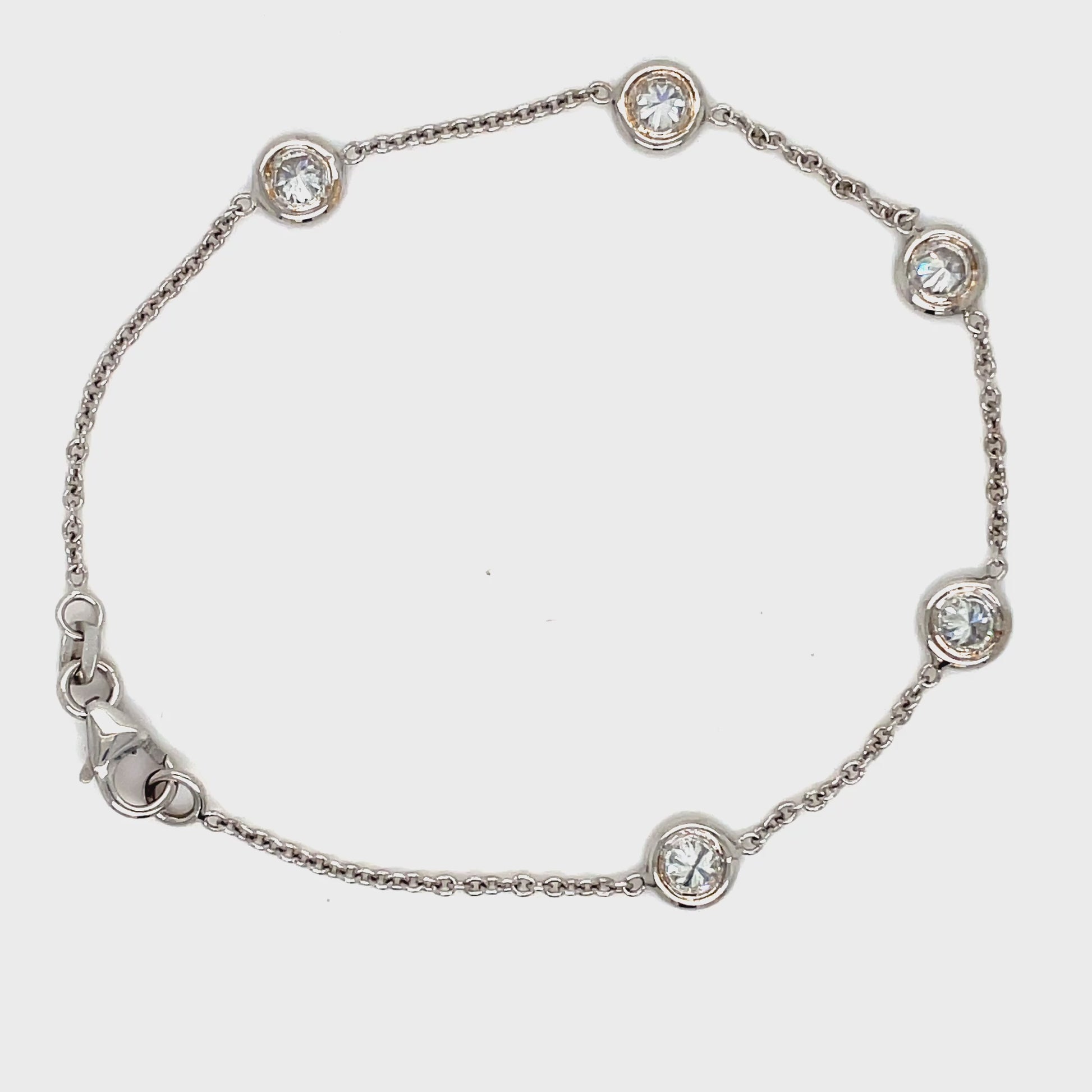 Watch video of top view of Diamond By The Yard Bracelet 0.75 cts fastened