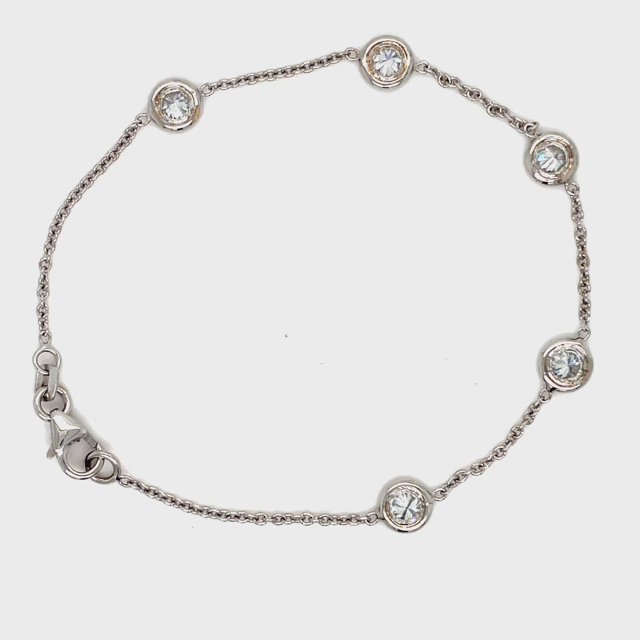 Watch video of top view of Diamond By The Yard Bracelet 0.75 cts fastened
