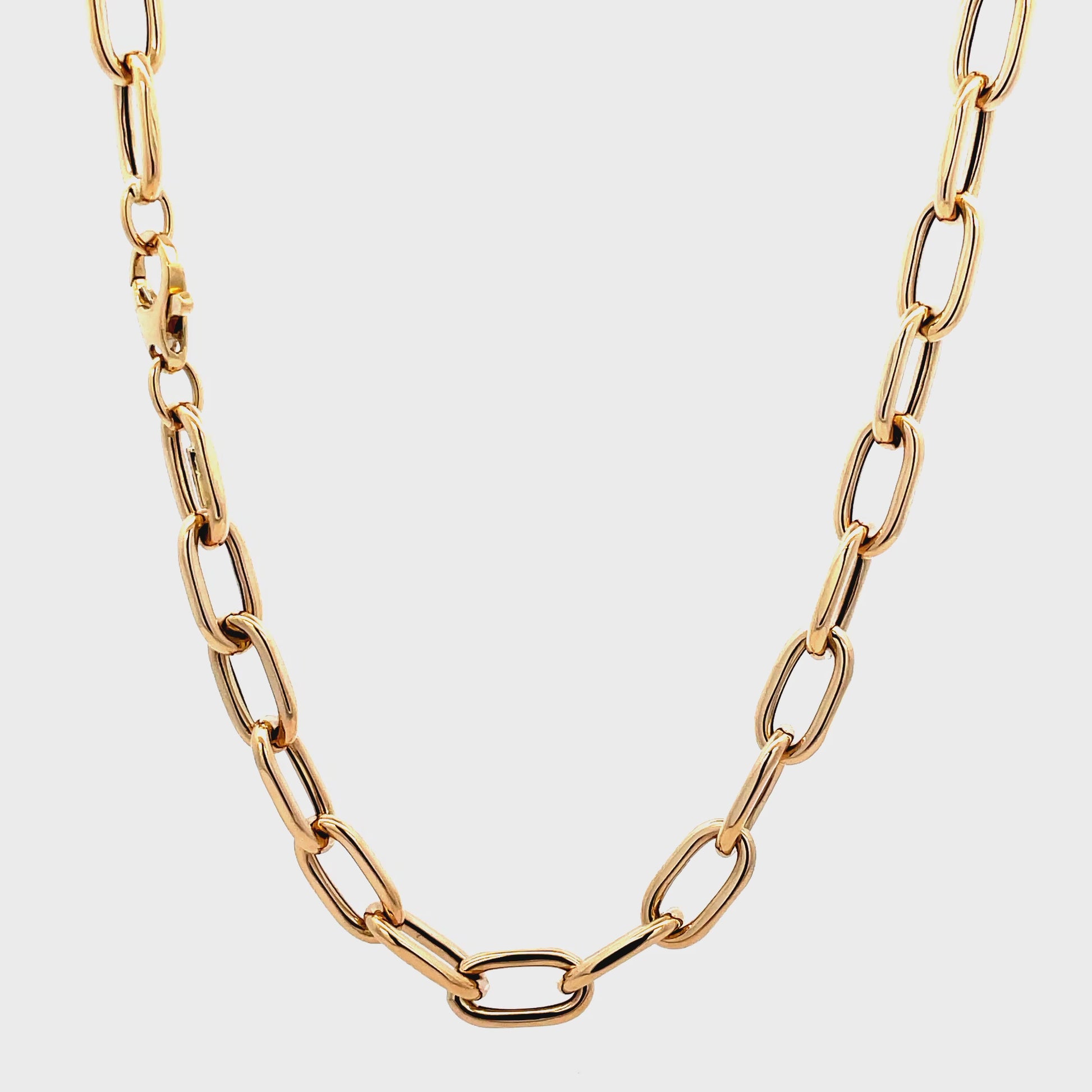 Front view of 14K Italian Made Yellow Gold Large Open Links 18" 