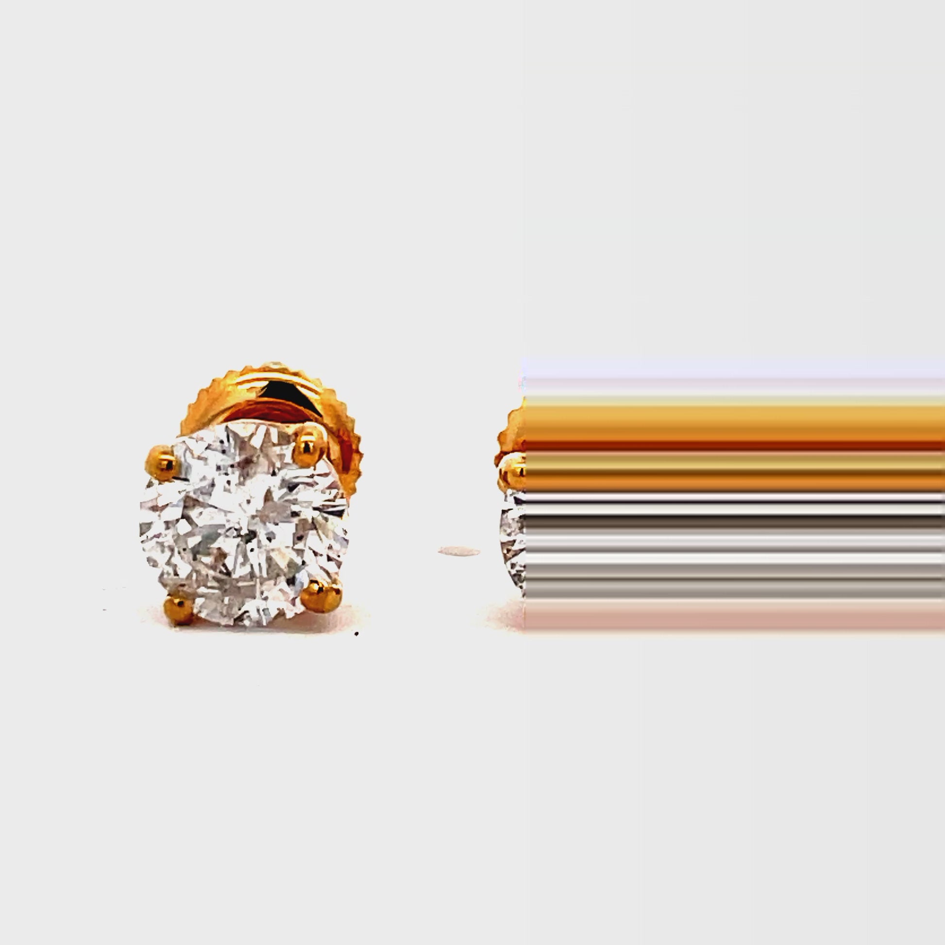 Try on video of 14k Yellow Gold Diamond Studs 2.00 cts Yellow Gold 