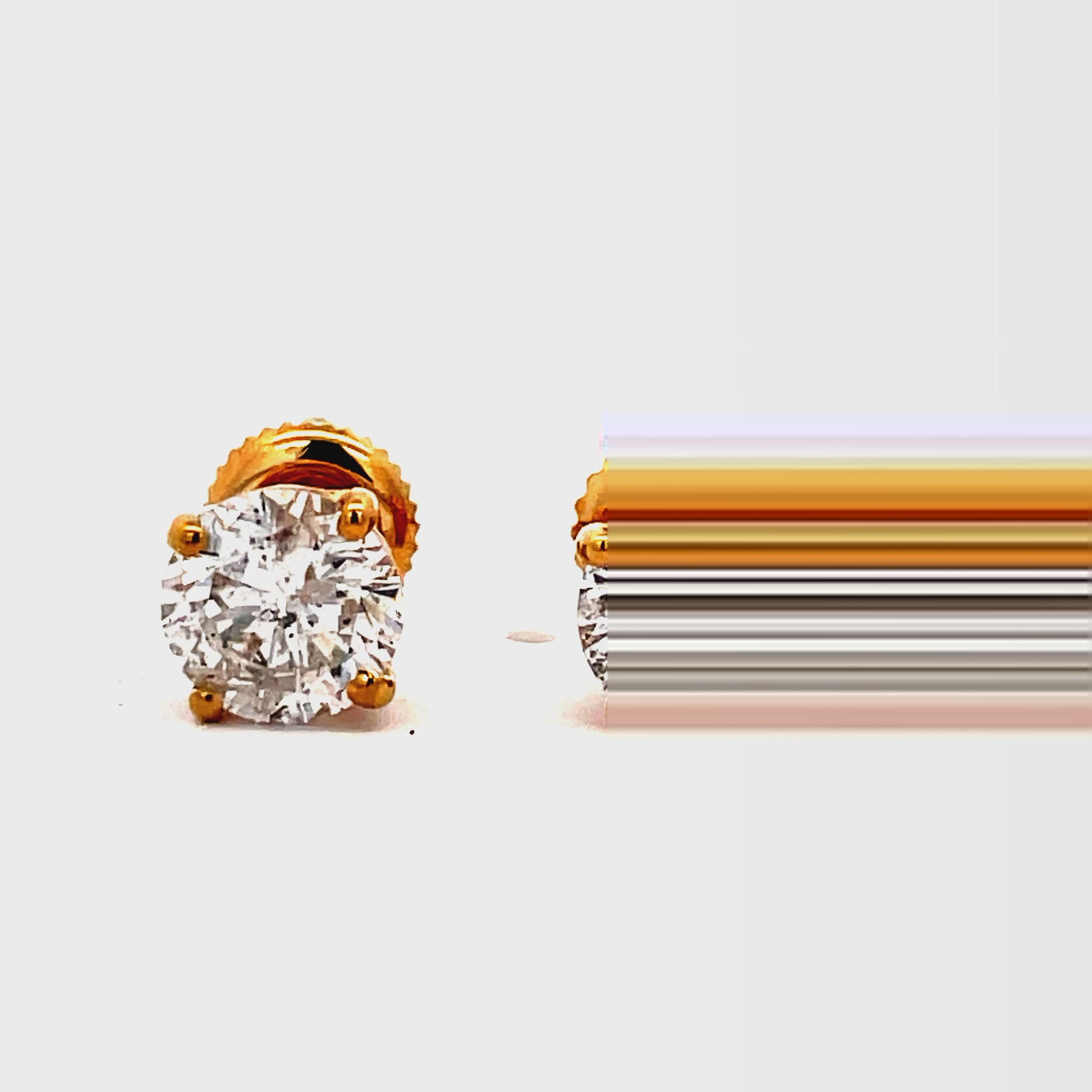 Try on video of 14k Yellow Gold Diamond Studs 2.00 cts Yellow Gold 