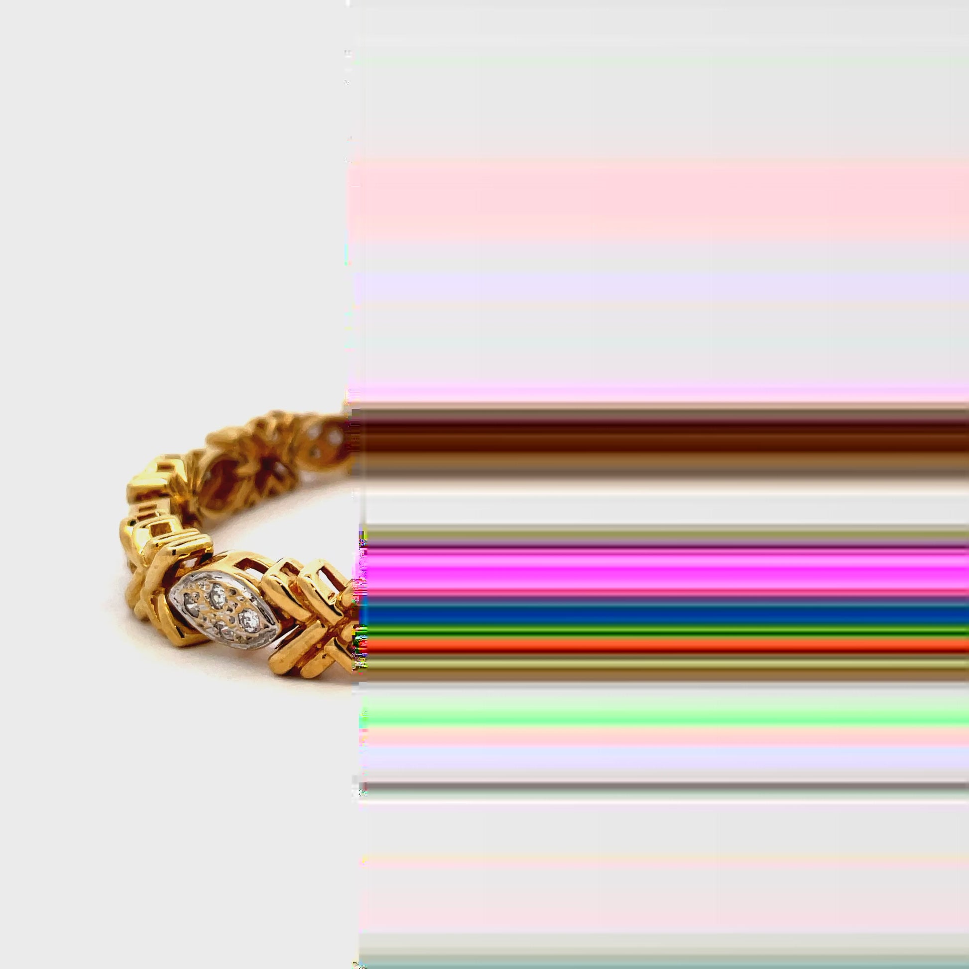Try on view of Estate 14k Two Tone Diamond Line Bracelet 1.60 cts 