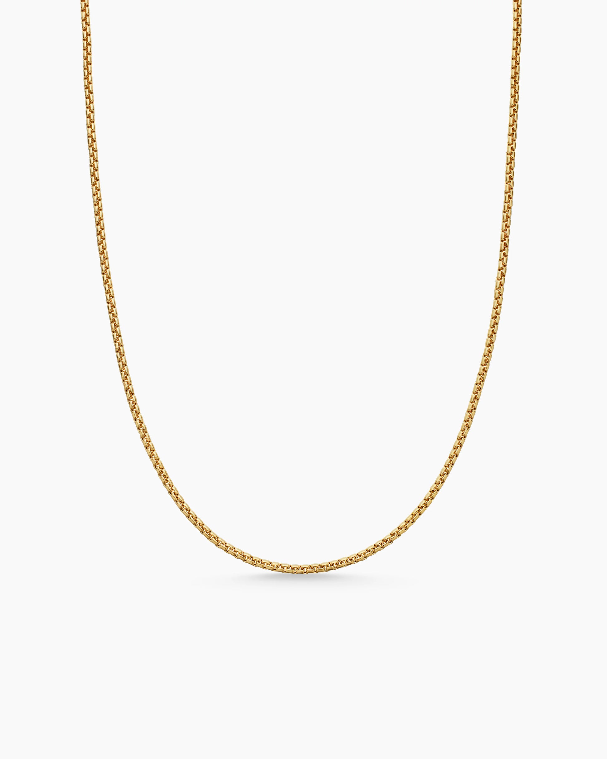 Front view of 14K Solid Gold Round Box Chain Link Necklace 22"