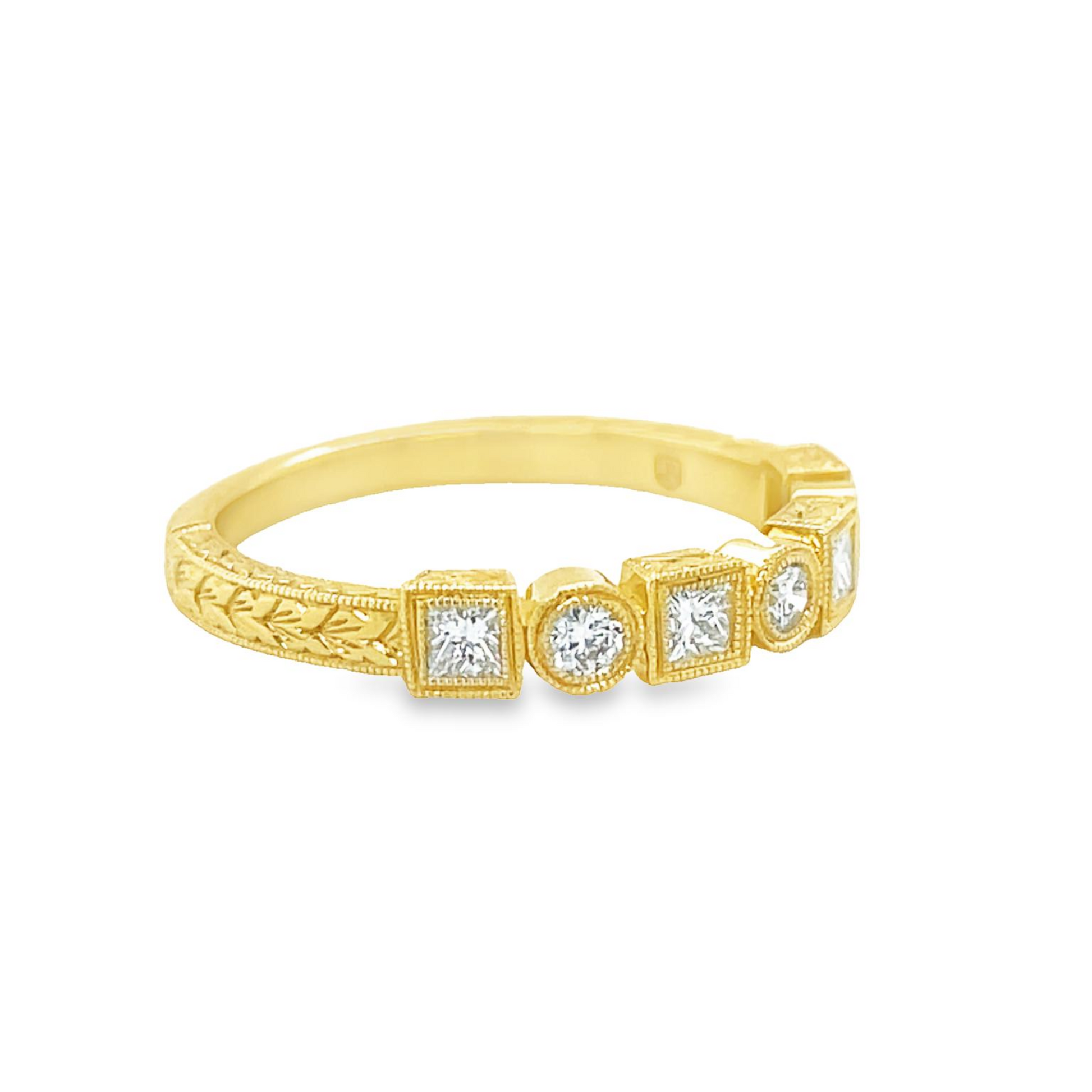 Art Deco Stackable Diamond Band Yellow Gold Top view 
