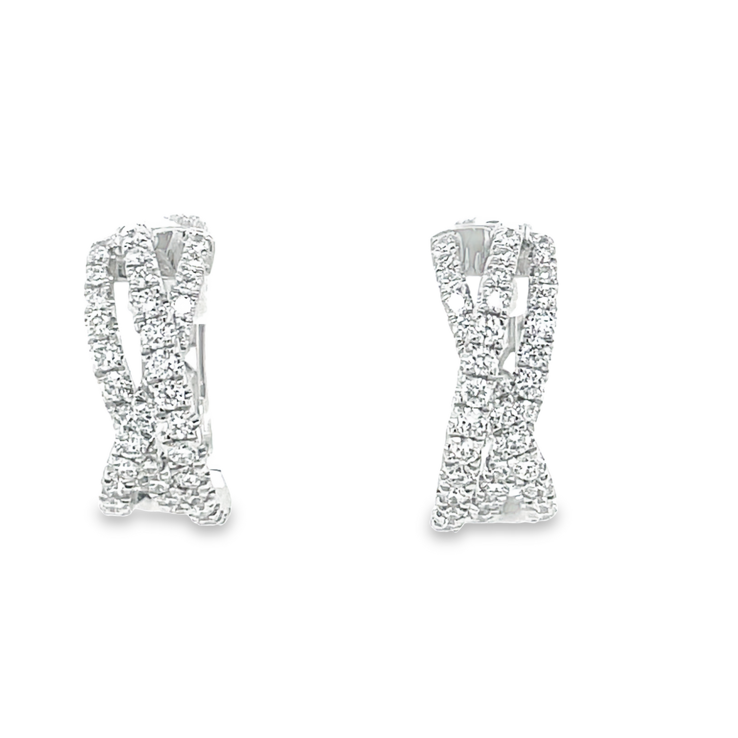 18K Diamond Criss Cross Hoop Front view 