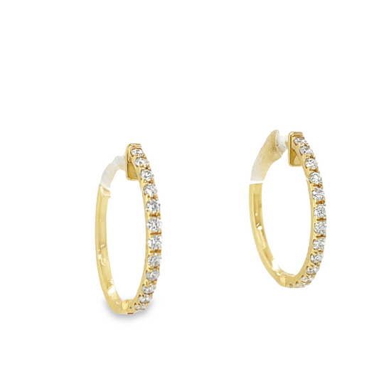 Side view of Diamond Huggie Earrings Yellow Gold 0.33 cts
