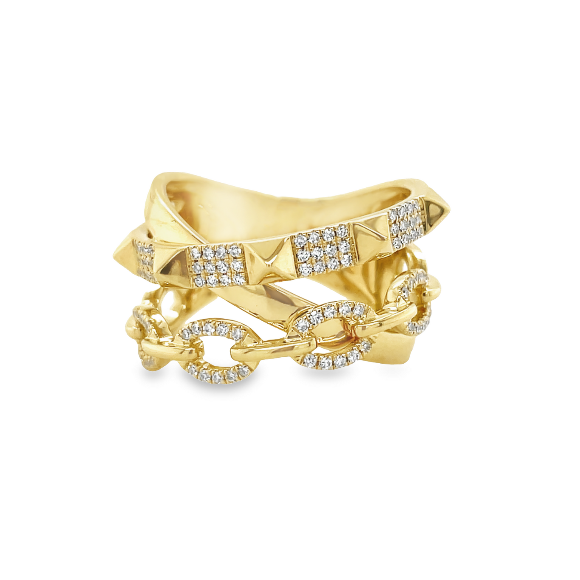 Cross Over Diamond Fashion Ring Front view