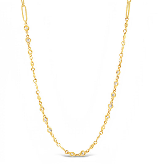 Half & Half Diamond & Paperclip Necklace Front view 