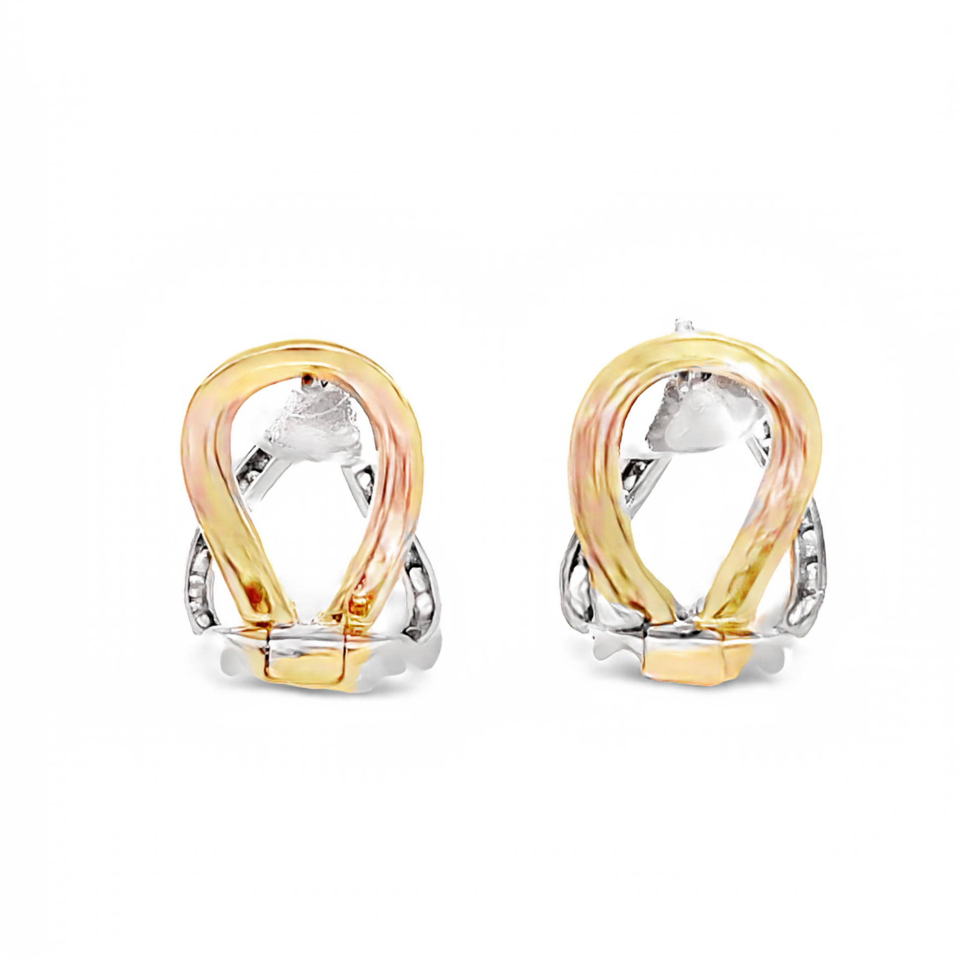 Italian Made Open Diamond Tear Shape Omega Earrings Back View