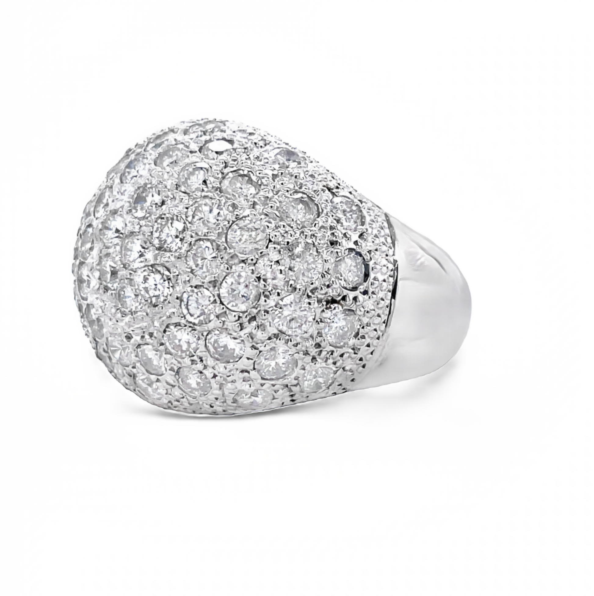 Diamond Pave Dome Ball Ring Side view 