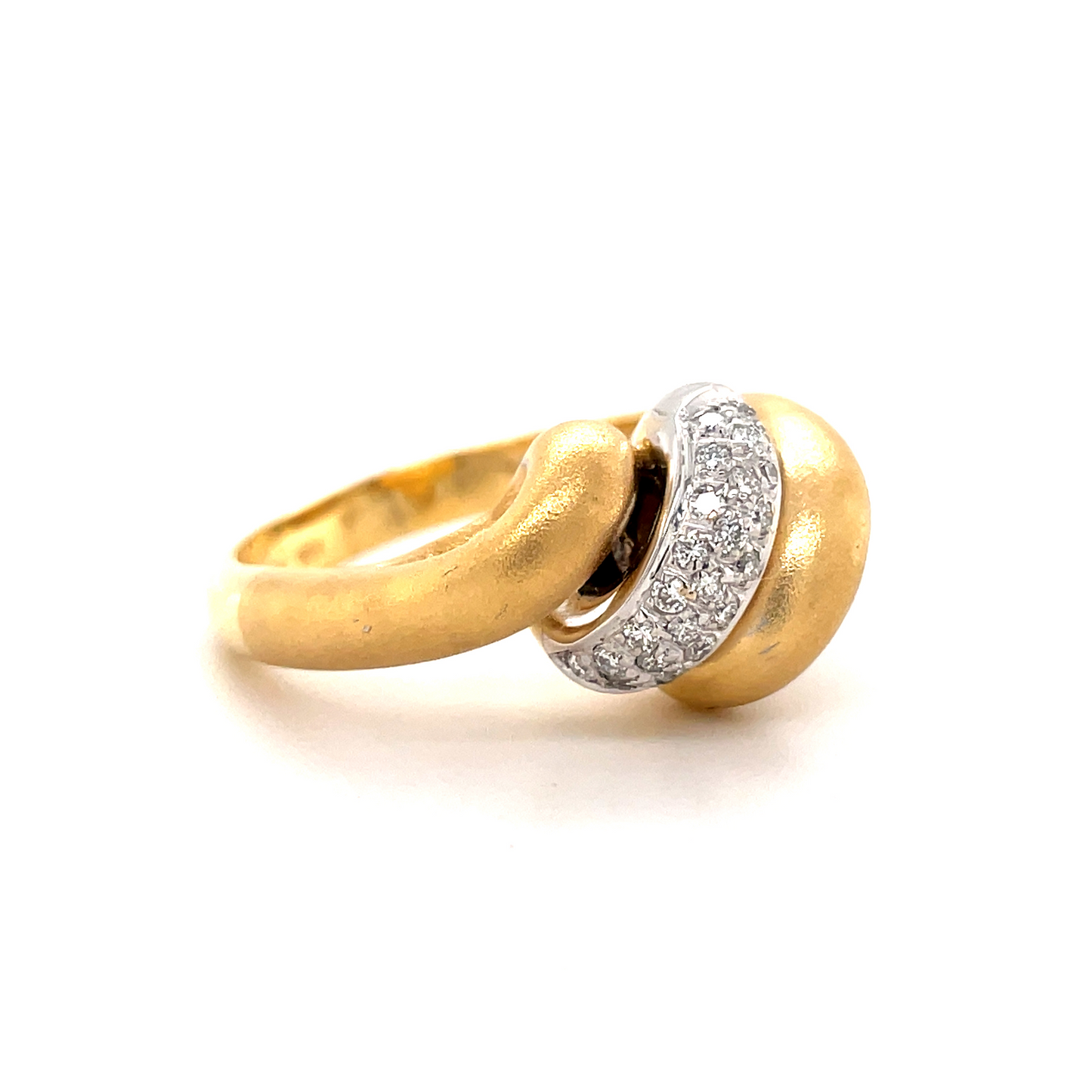 18k Italian Gold Triple Coil Diamond Ring Side view 