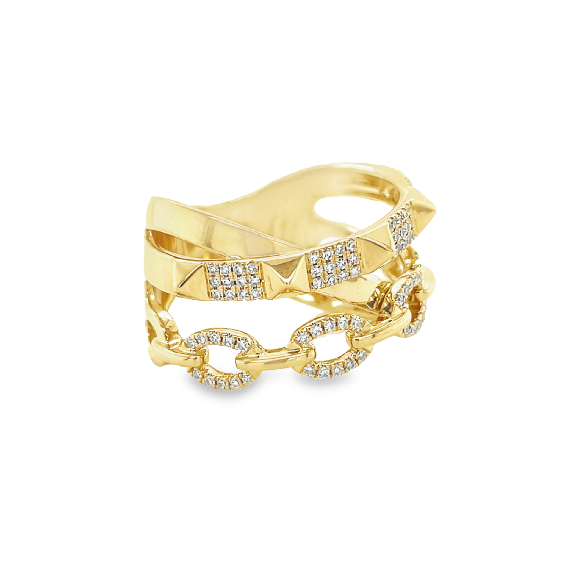 Cross Over Diamond Fashion Ring Side view 