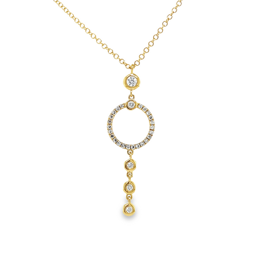 Dainty Cut Diamond Out Circle Pendant Necklace Front view 